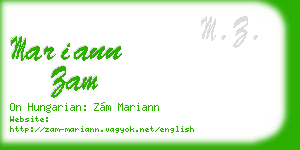 mariann zam business card